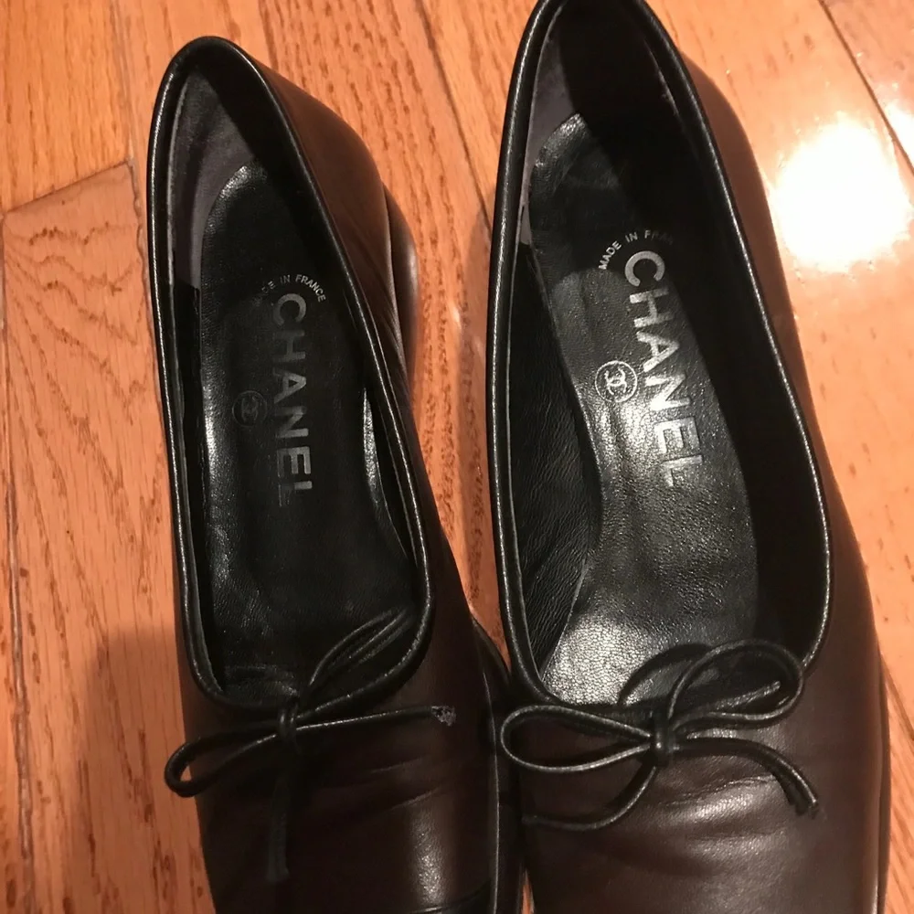 Chanel loafer brown black size 35